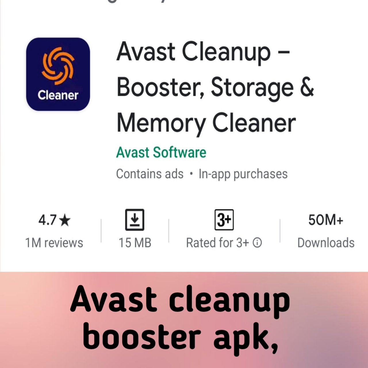 Avast cleanup booster apk,